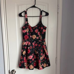 Forever 21 Floral Black and Pink Dress